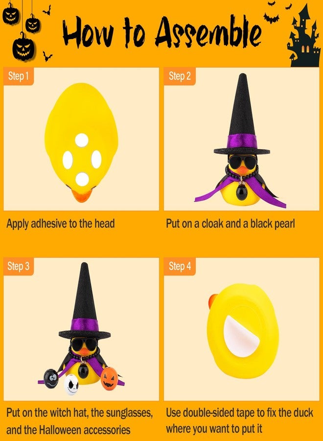 wonuu Halloween Rubber Duck Witch Duck Car Decorations Halloween Accessories Witch Hat Pumpkin Skull and Cloak, Halloween Cloak - Image 2